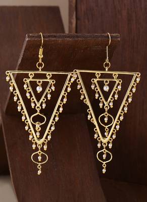 Jaali Pearl Embellished Triangles Earrings 1