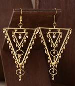 Jaali Pearl Embellished Triangles Earrings