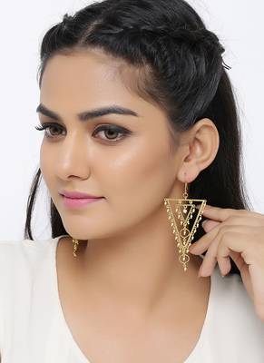 Jaali Pearl Embellished Triangles Earrings 2