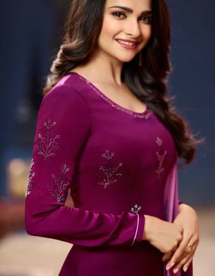 Pink Embroidered Georgette Semi Stitched Salwar With Dupatta 2