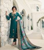 Green Embroidered Georgette Semi Stitched Salwar With Dupatta
