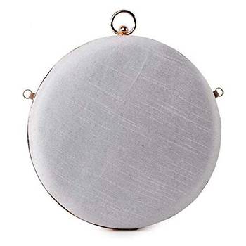Women's Party Wear Embroidered Round Box Clutch Purse Bag (Multicolour) 3