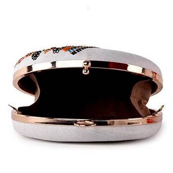 Women's Party Wear Embroidered Round Box Clutch Purse Bag (Multicolour) 4