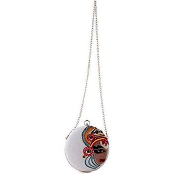 Women's Party Wear Embroidered Round Box Clutch Purse Bag (Multicolour) 5