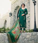 Green Embroidered Georgette Semi Stitched Salwar With Dupatta