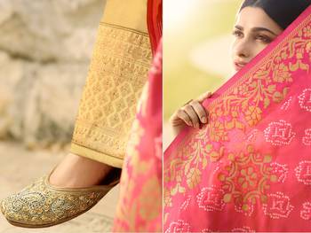 Yellow Embroidered Silk Blend Semi Stitched Salwar With Dupatta 4