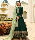 Green Embroidered Georgette Semi Stitched Salwar With Dupatta