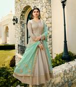 Grey Embroidered Georgette Semi Stitched Salwar With Dupatta