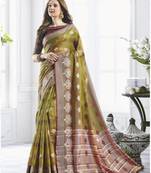 Mehendi Green Cotton Handloom Zari Work Traditional Saree