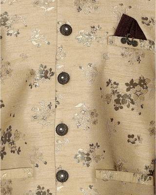 Fawn printed cotton silk boys-kurta-pyjama 4