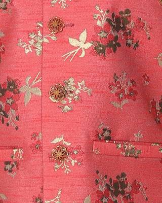 Pink printed cotton silk boys-kurta-pyjama 4