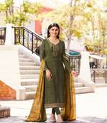 Green Embroidered Crepe Semi Stitched Salwar With Dupatta