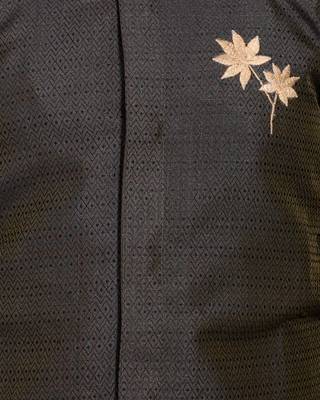 Green plain cotton silk boys-kurta-pyjama 4