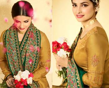 Yellow Embroidered Georgette Semi Stitched Salwar With Dupatta 4