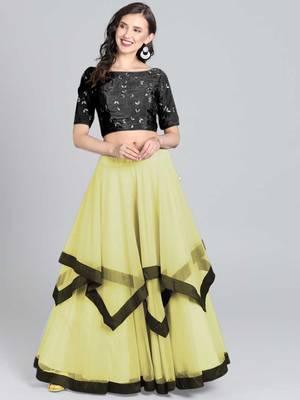 Black-Yellow Embrodery Net Lehenga Choli 1
