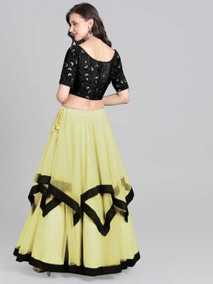 Black-Yellow Embrodery Net Lehenga Choli 2
