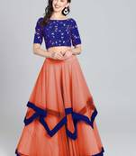 Orange Embrodery Net Lehenga Choli