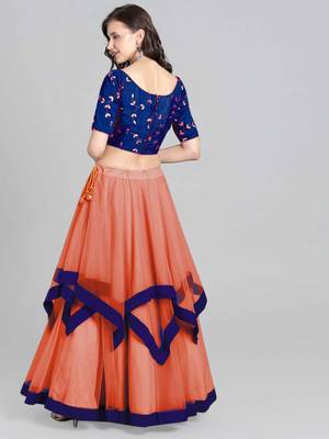 Orange Embrodery Net Lehenga Choli 2