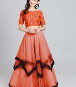 Orange Embrodery  Net  Lehenga Choli