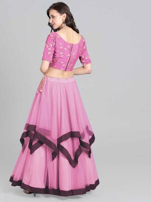 Pink Embrodery  Net Lehenga Choli 2