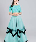 Sky Blue Embrodery Net Lehenga Choli
