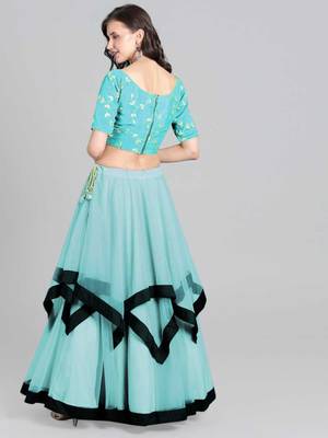 Sky Blue Embrodery Net Lehenga Choli 2