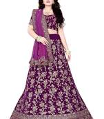 Dulhan Purpule Embrodery Satin Lehenga Choli