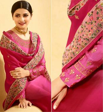 Pink Embroidered Georgette Semi Stitched Salwar With Dupatta 2