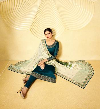 Green Embroidered Georgette Semi Stitched Salwar With Dupatta 3