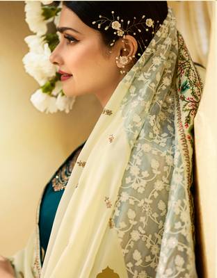 Green Embroidered Georgette Semi Stitched Salwar With Dupatta 4