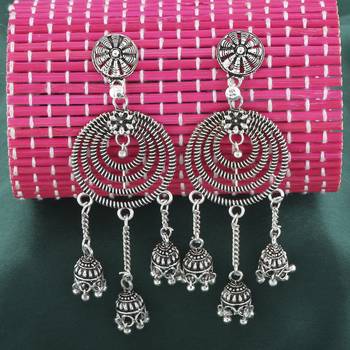 Lovely Silver Circles With Jhumki Earrings 2