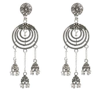 Lovely Silver Circles With Jhumki Earrings 3