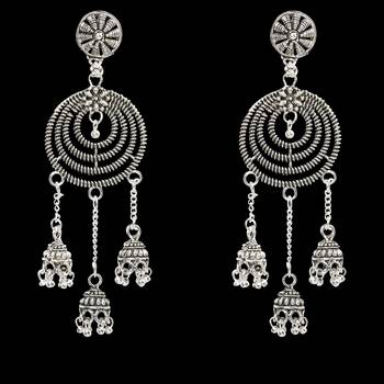 Lovely Silver Circles With Jhumki Earrings 4
