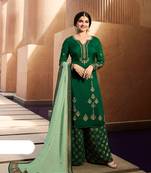 Green Embroidered Georgette Semi Stitched Salwar With Dupatta