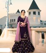 Purple Embroidered Georgette Semi Stitched Salwar With Dupatta