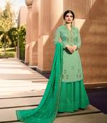 Green Embroidered Georgette Semi Stitched Salwar With Dupatta