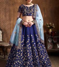blue colour wedding lehenga