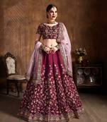 Pink Embroidered Silk Semi Stitched Lehenga With Dupatta