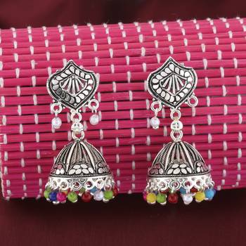 Shimmering Multicolor Stylish Jhumki Earrings 2