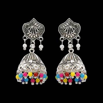 Shimmering Multicolor Stylish Jhumki Earrings 4
