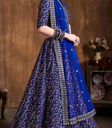 Royal Blue Embroidered Silk Semi Stitched Lehenga With Dupatta