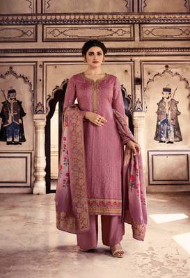 Pink Embroidered Silk Blend Semi Stitched Salwar With Dupatta 3