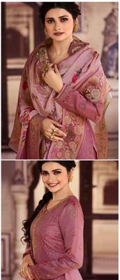 Pink Embroidered Silk Blend Semi Stitched Salwar With Dupatta 4