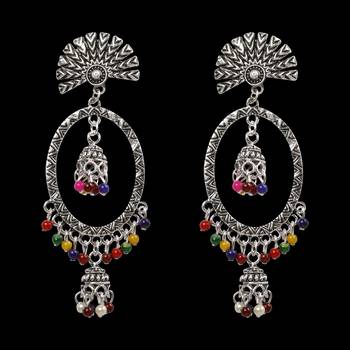 Beautiful Multicolor Oval  Double Dangler Earrings 4