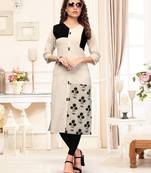 Off-white printed cotton diwali-kurtis