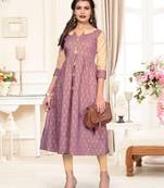 Light-purple printed cotton cotton-kurtis