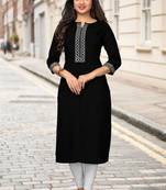 Black plain cotton short-kurtis
