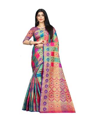 Women   s EriSilk Designer Saree with Patola Design 1