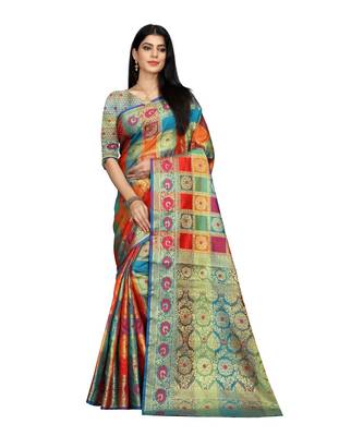 Women   s EriSilk Designer Saree with Patola Design 1
