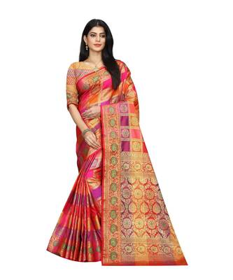 Women   s EriSilk Designer Saree with Patola Design 1